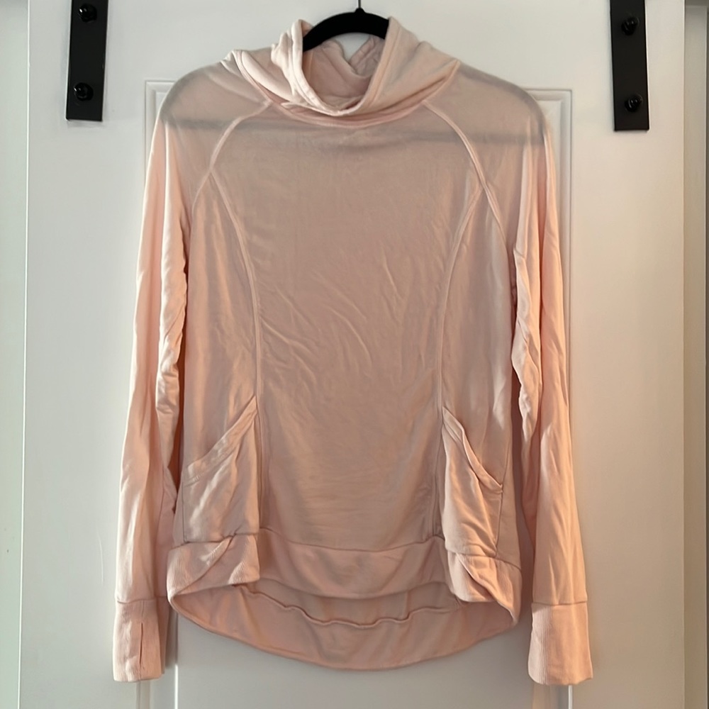 YOGALICIOUS pullover with crossover collar and thumb holes